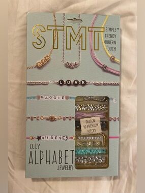 STMT DIY Alphabet Jewelry Kit - Pastel Pink & Aqua Beads